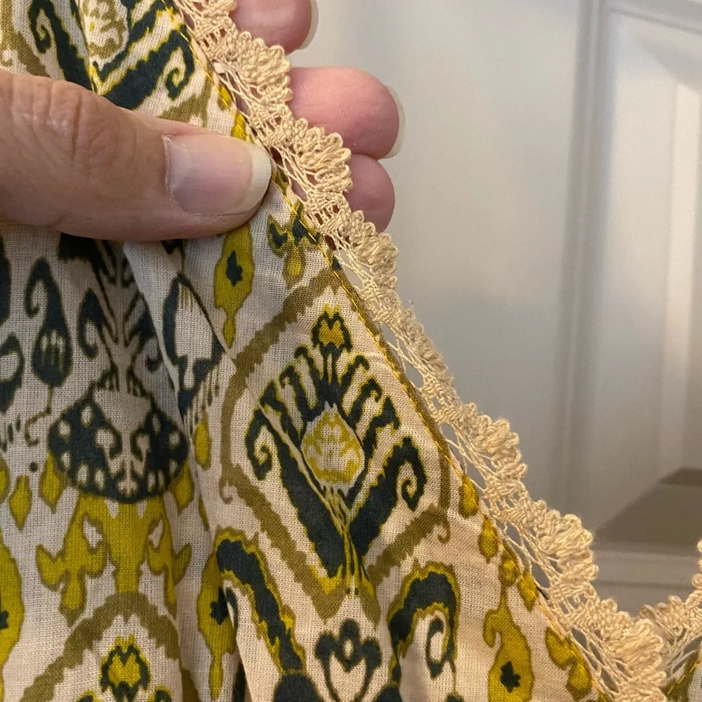 Zara Yellow and Cream 100% Cotton Patterned Boho Maxi Dress - Picture 5 of 9